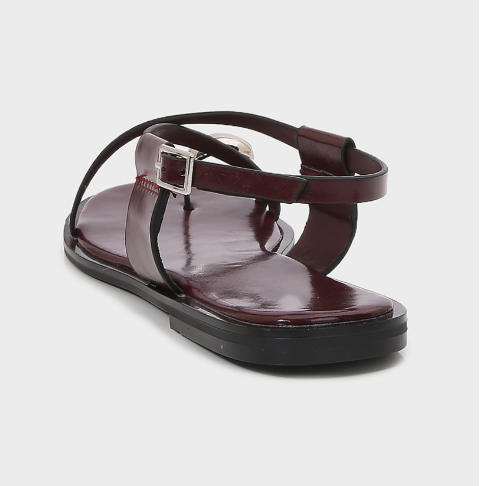 Reddish-red Metallic Embellished Clip-on Sandals