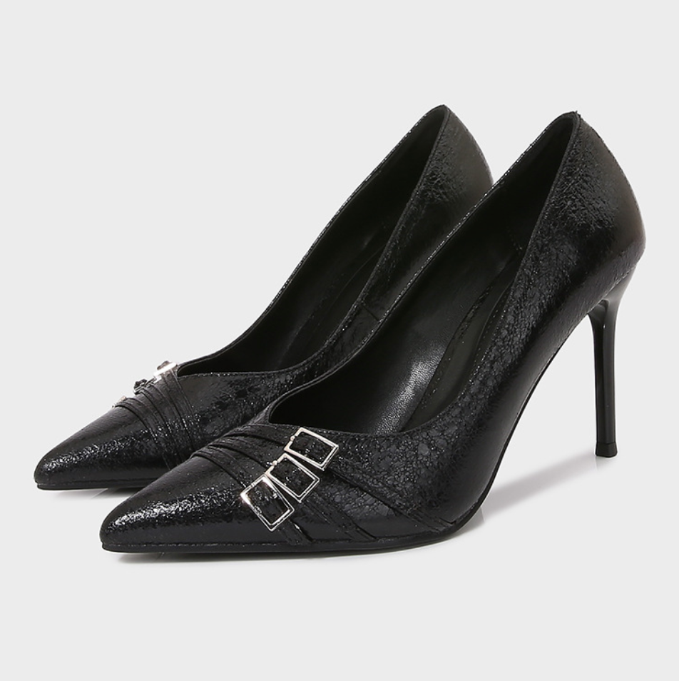 OL Belt Buckle Pointed Toe Pump Heels