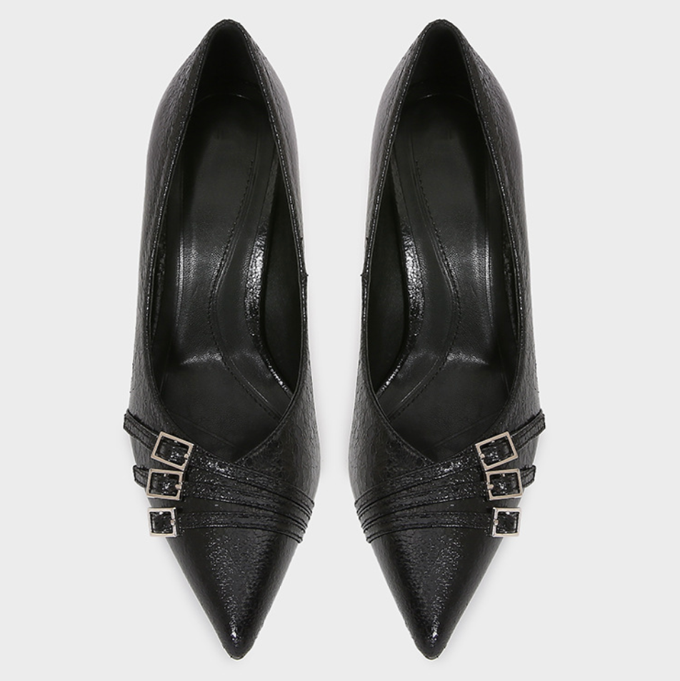 OL Belt Buckle Pointed Toe Pump Heels