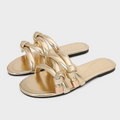 Quilted Pull Strap Gold Beach Slippers