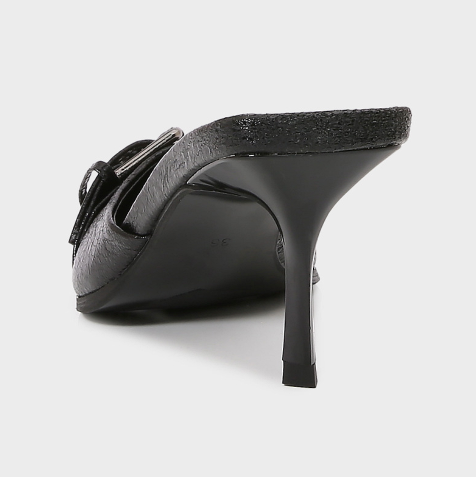 Buckle Decorated Black Half-slipper Sandals