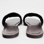 Beaded Color-blocking One-strap Slippers