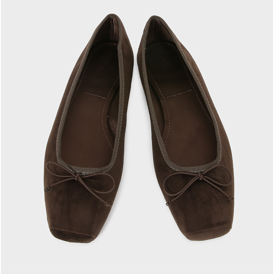 Taupe Velvet Bow-embellished Square-toe Pumps