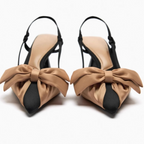 Color-blocking Bow Pointed Toe Sandals