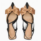 Color-blocking Bow Pointed Toe Sandals