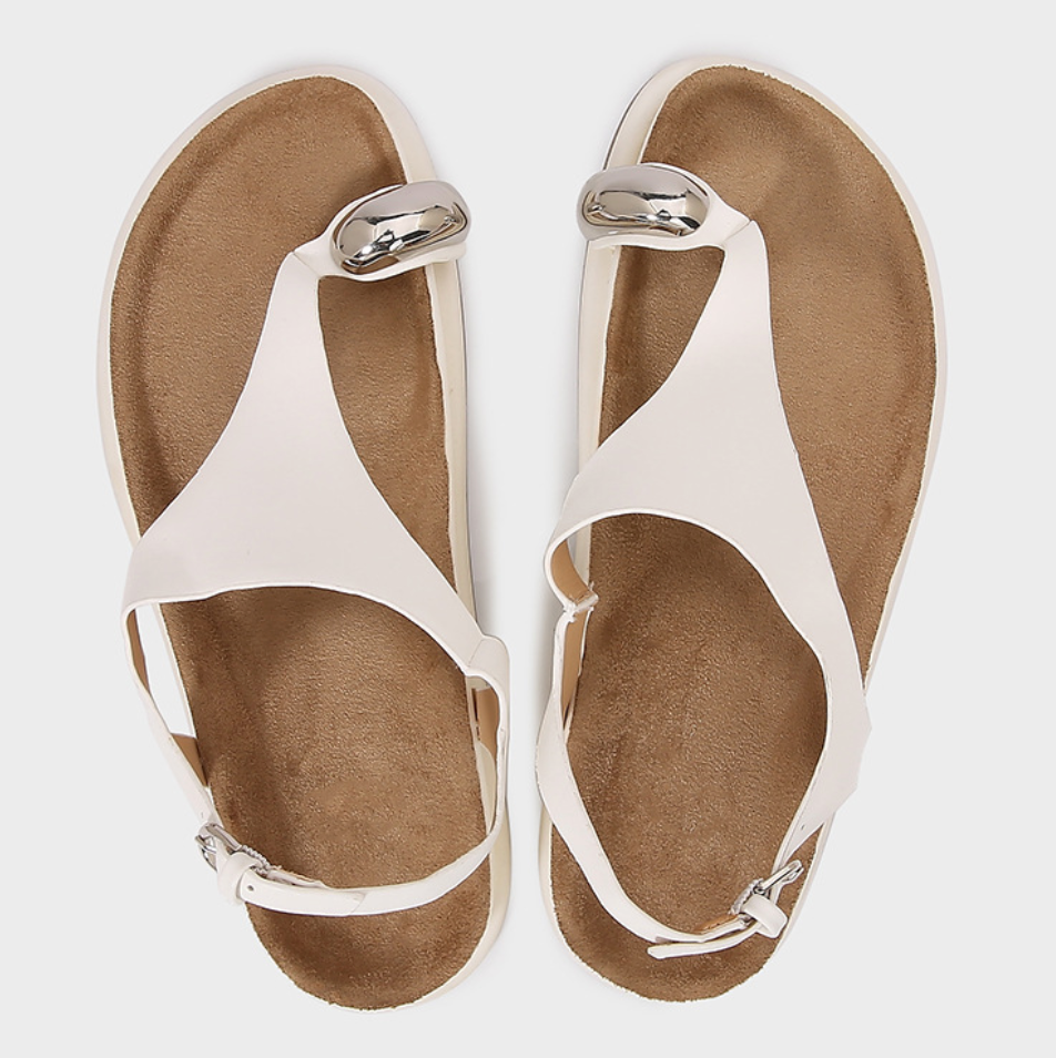 Clip Toe Thick Sole White Sandals