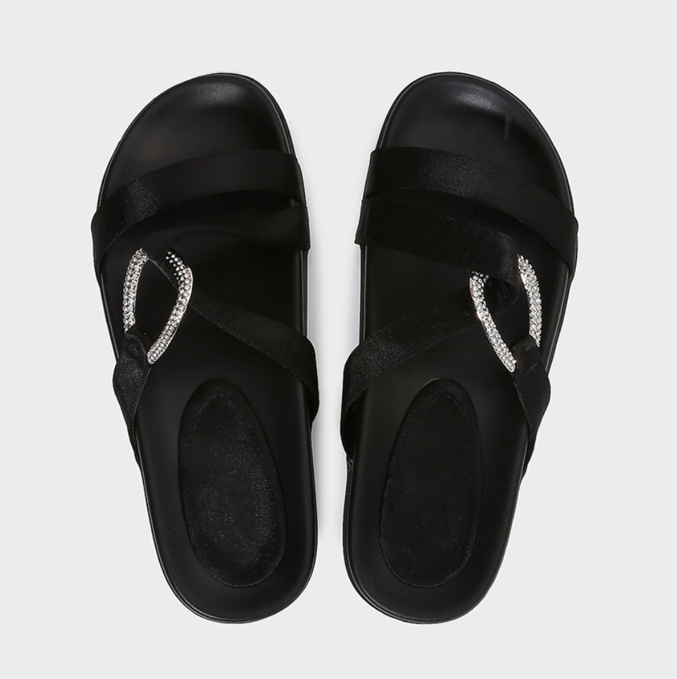 Casual Round Toe Beaded Thick Bottom Slippers