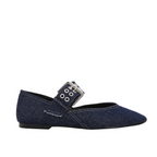 Buckled Blue Denim Ballet Flats