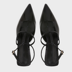 Pointed-toe Hollow Patent Leather Sandals