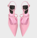 Pointed-toe Hollow Patent Leather Sandals