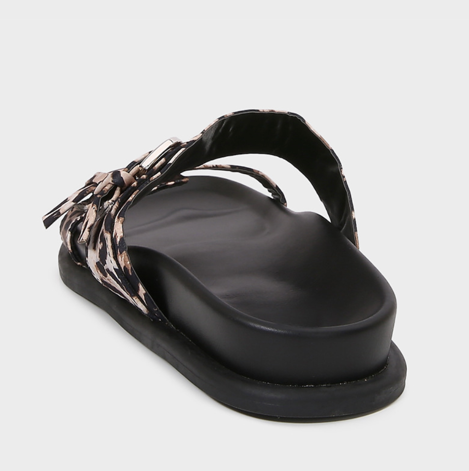 Leopard Printed Double Buckled Straps Slippers