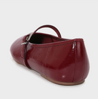 Red Patent Leather Visual Effect Buckled Flats