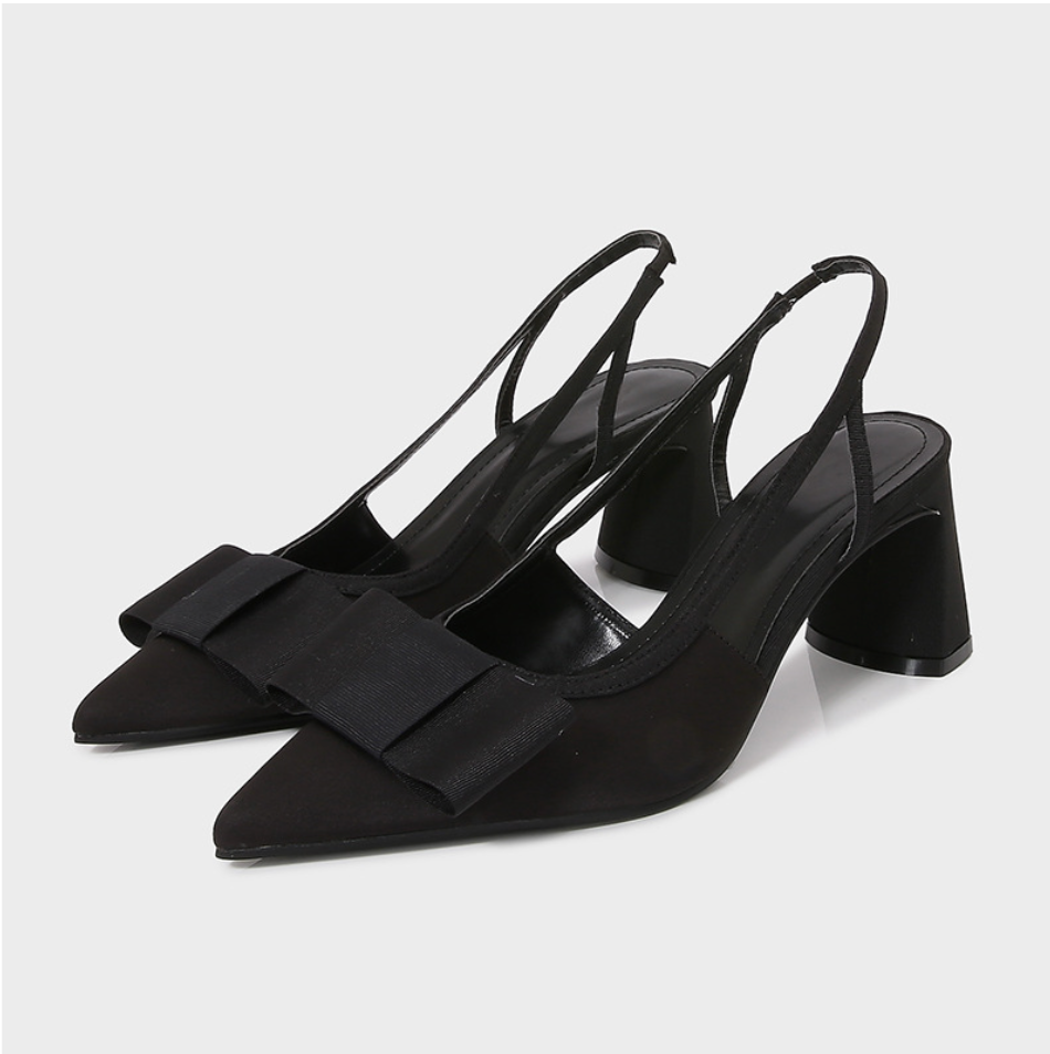 Black Knotbow Chunky Strapped Sandals