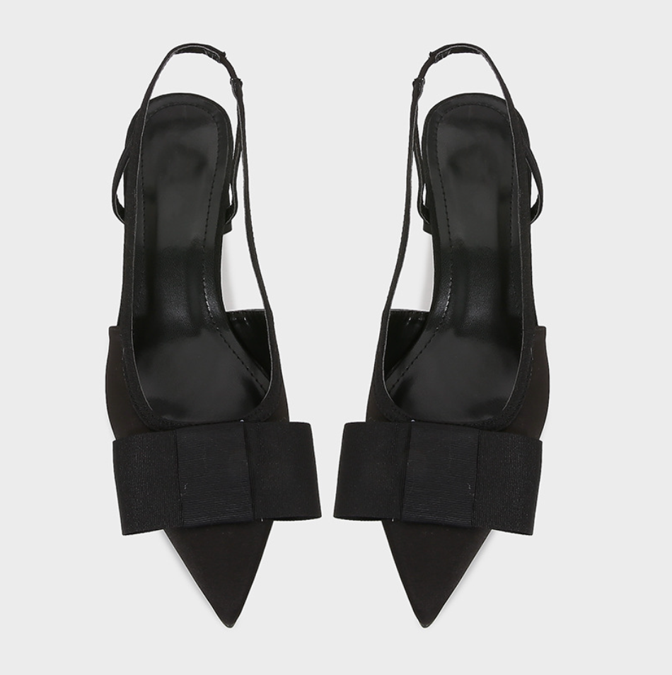 Black Knotbow Chunky Strapped Sandals
