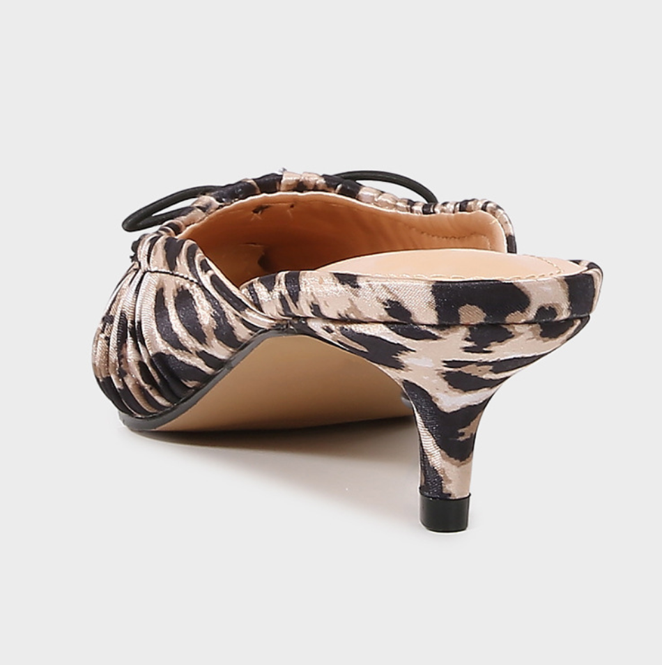 Leopard Printed Bow-tie Half-slipper Sandals