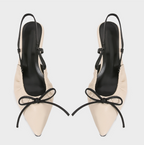 Bow-tie Color Blocking Pleated Sandals