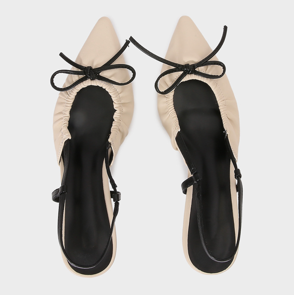 Bow-tie Color Blocking Pleated Sandals