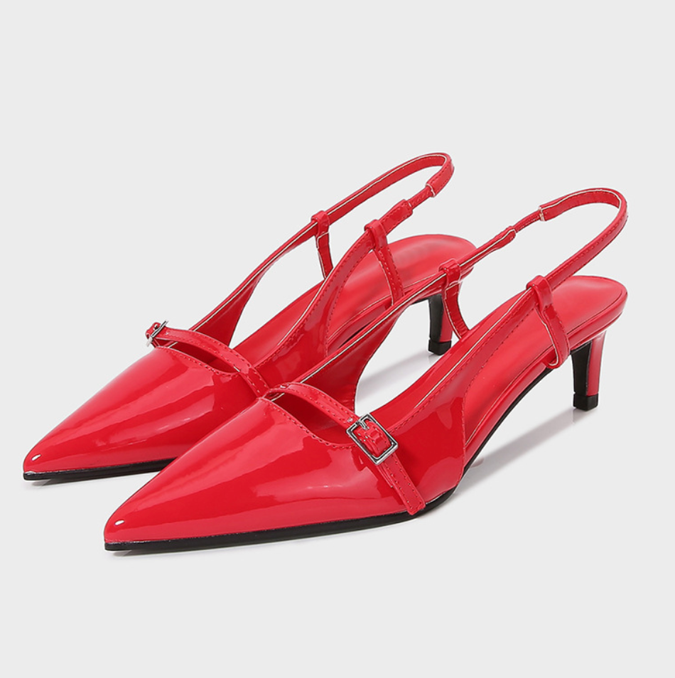 Buckle Embellished Pull Strap Shallow Sandals