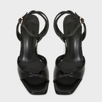 Black Patent Leather Buckle Strap High-heel Sandals