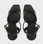 Black Patent Leather Buckle Strap High-heel Sandals