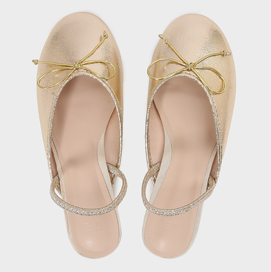 Bow-tie Silver Round-toe Half-slipper Sandals