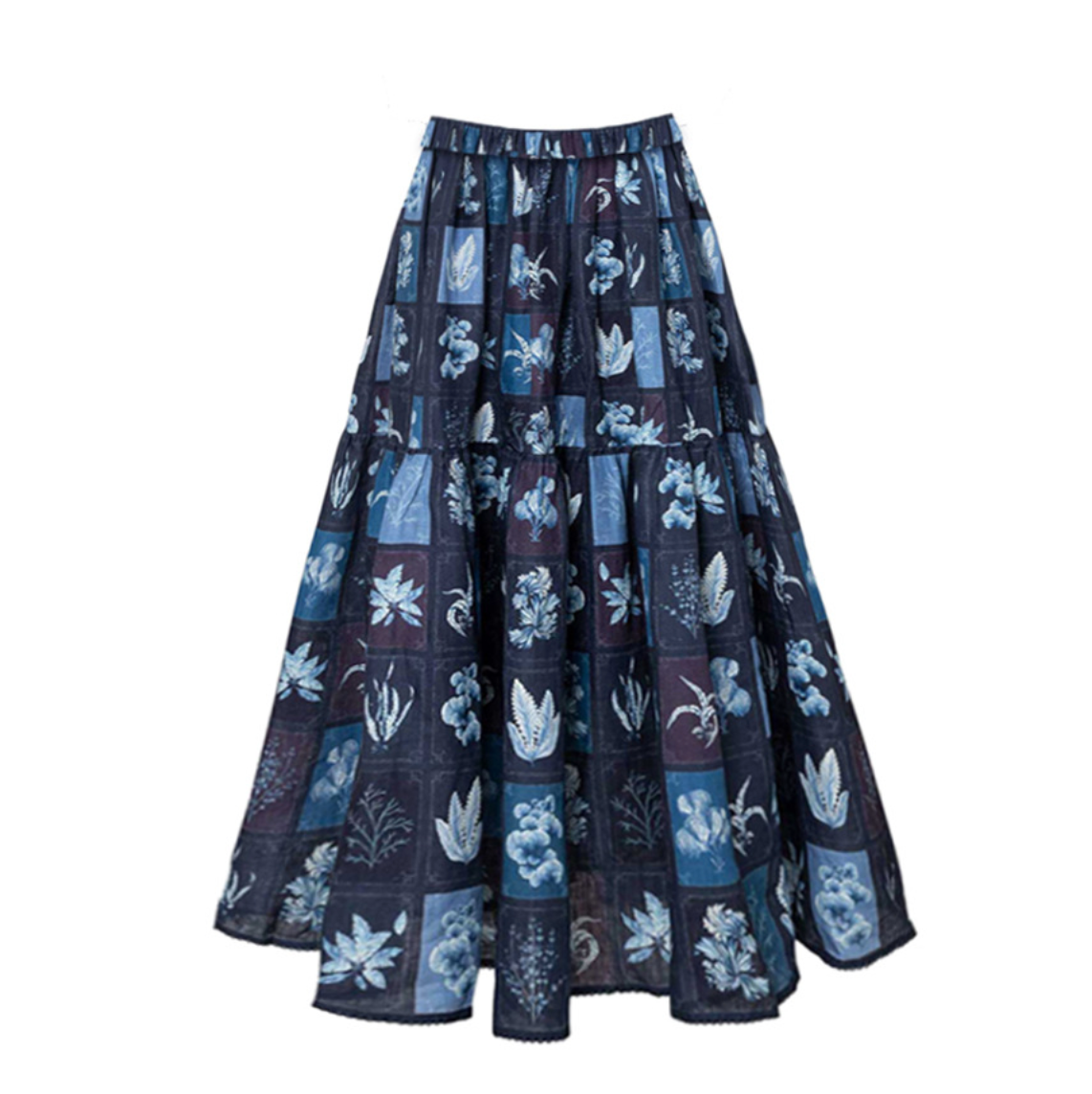 Blue Pattern Printed Swimwear & Umbrella Skirt