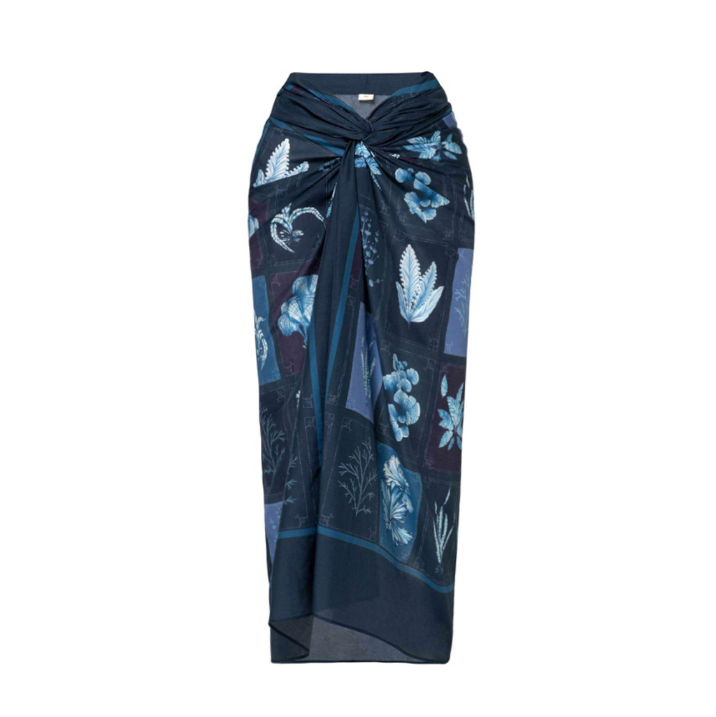 Blue Pattern Printed Swimwear & Umbrella Skirt