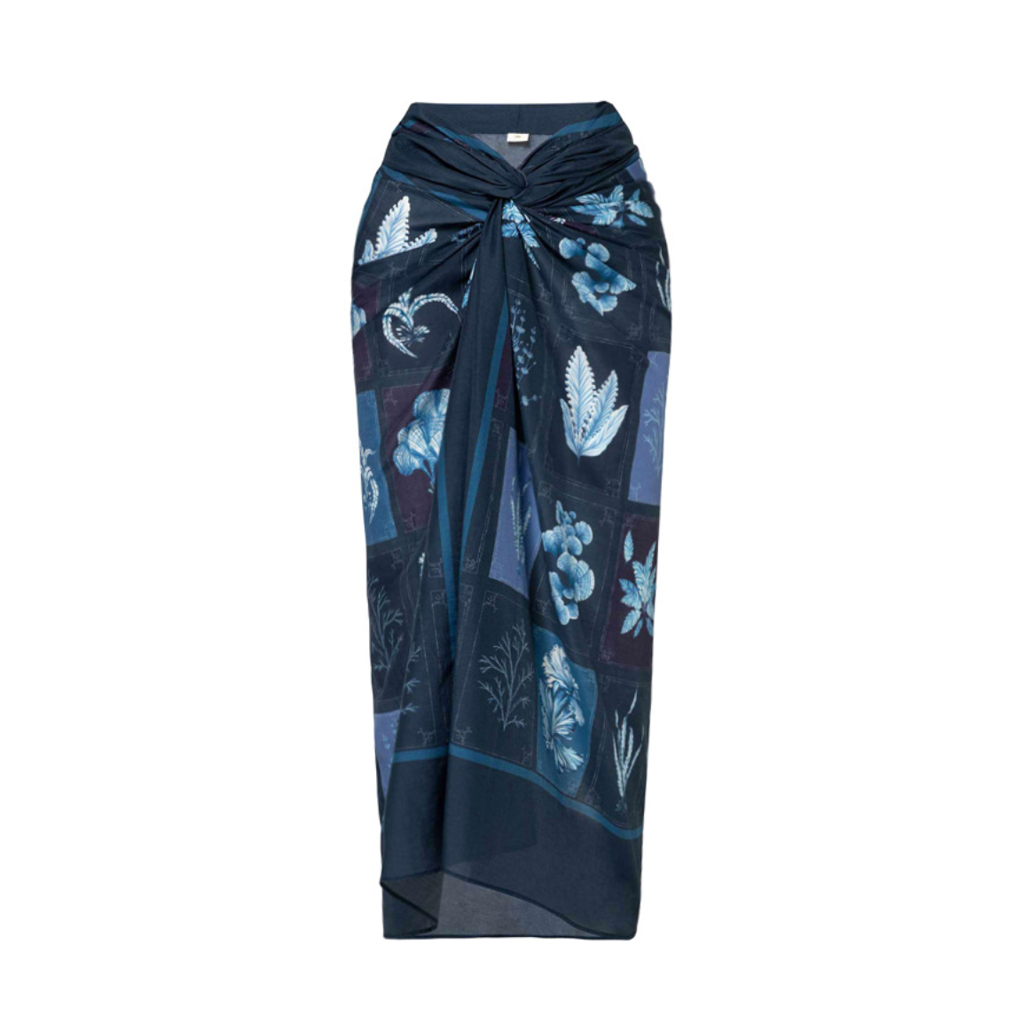 Blue Pattern Printed Swimwear & Umbrella Skirt