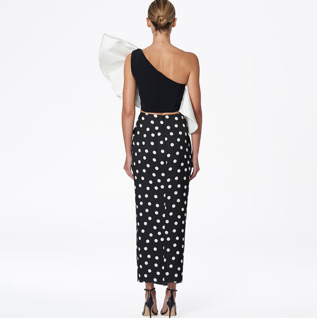Black&White Polka Dot Swimwear & Skirt