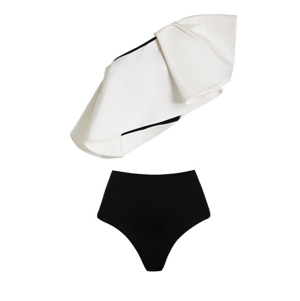 Black&White Polka Dot Swimwear & Skirt