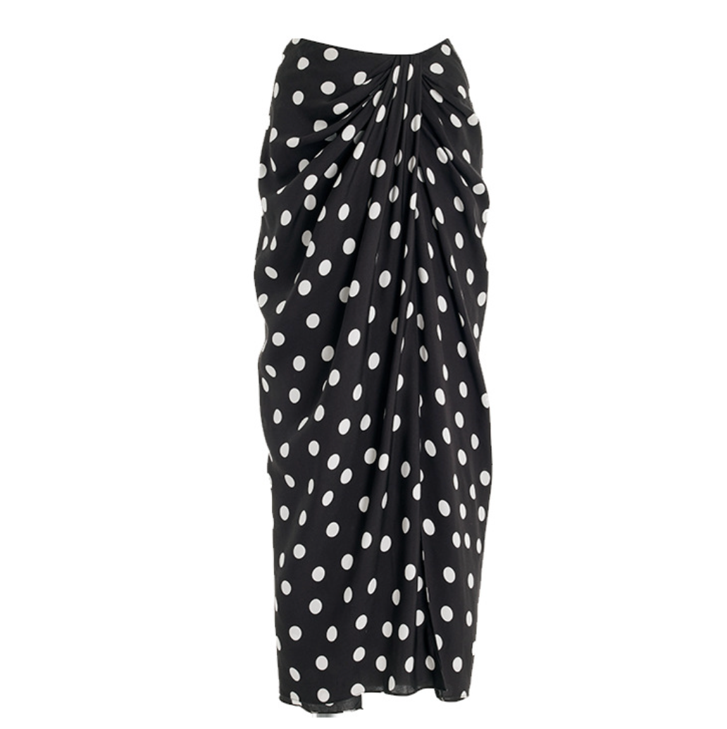 Black&White Polka Dot Swimwear & Skirt