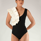 Black&White Polka Dot Swimwear & Skirt