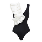 Black&White Polka Dot Swimwear & Skirt