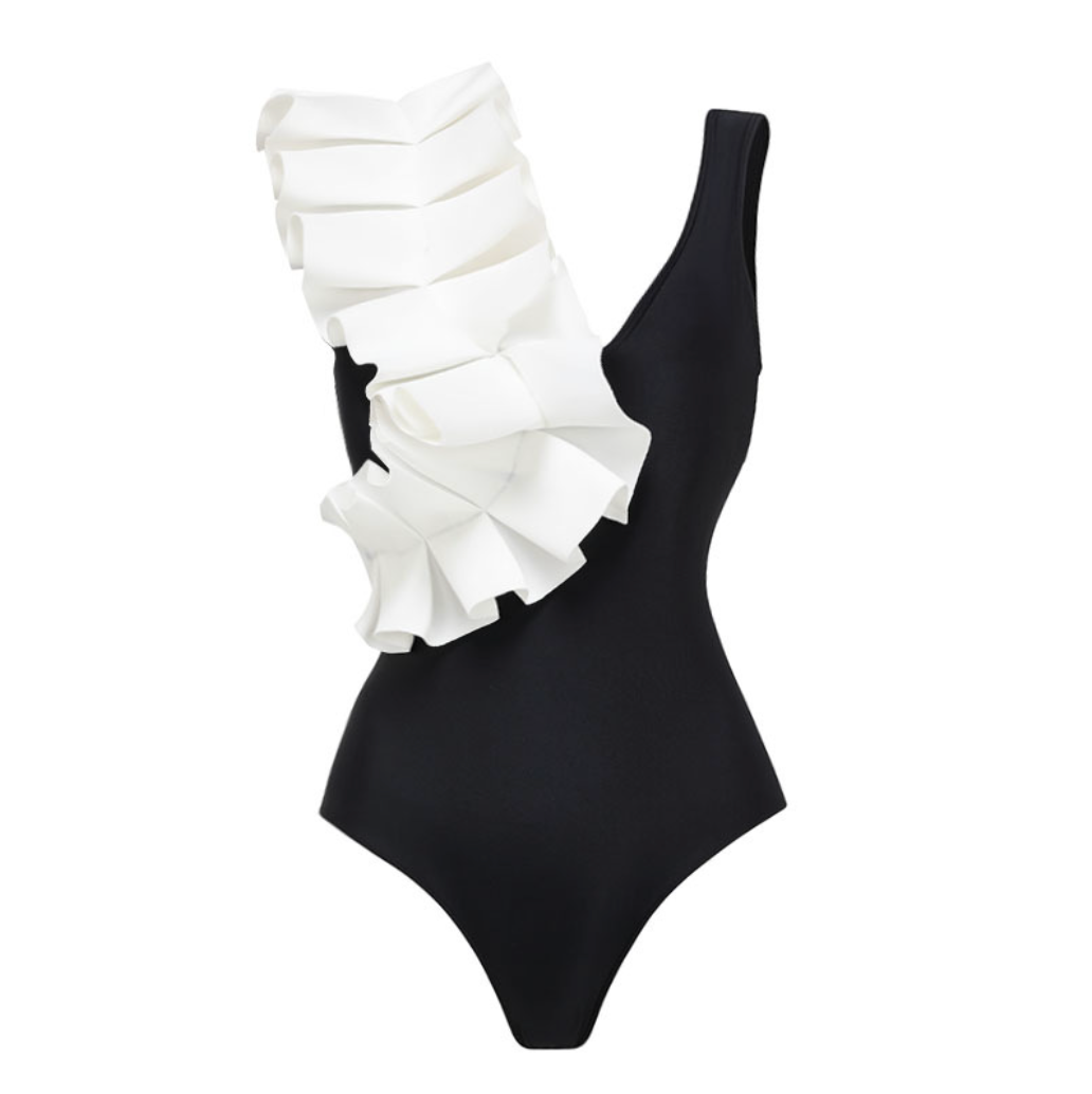 Black&White Polka Dot Swimwear & Skirt
