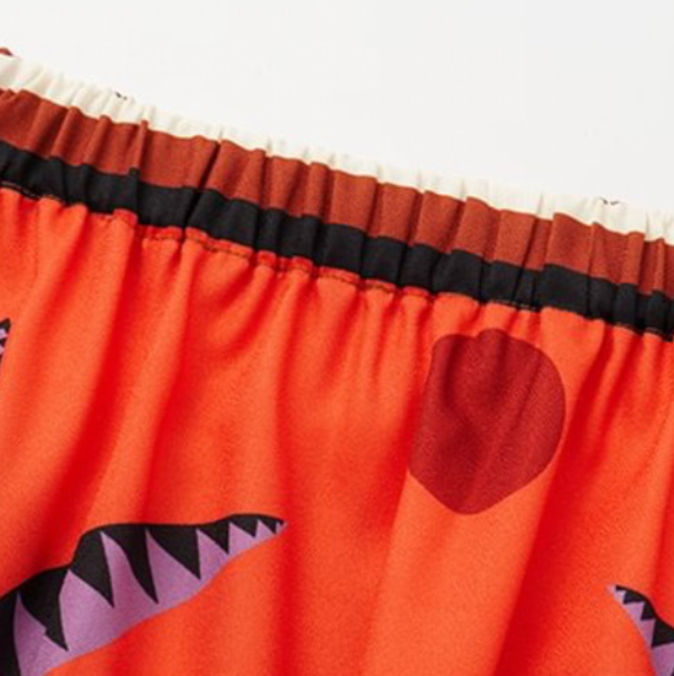 Hollowed Printed Halter Swimwear & Skirt