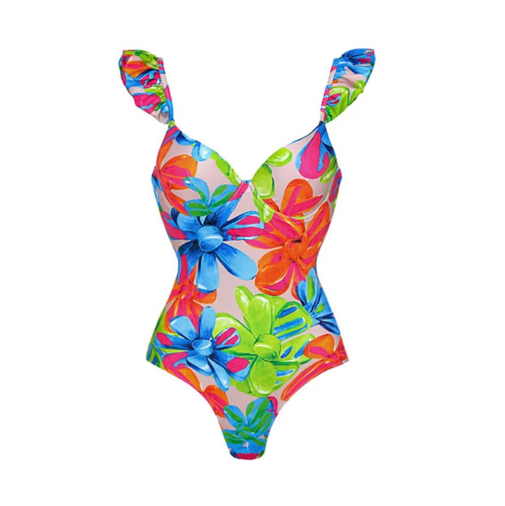 V-neck Colorful Printed Swimwear Sets