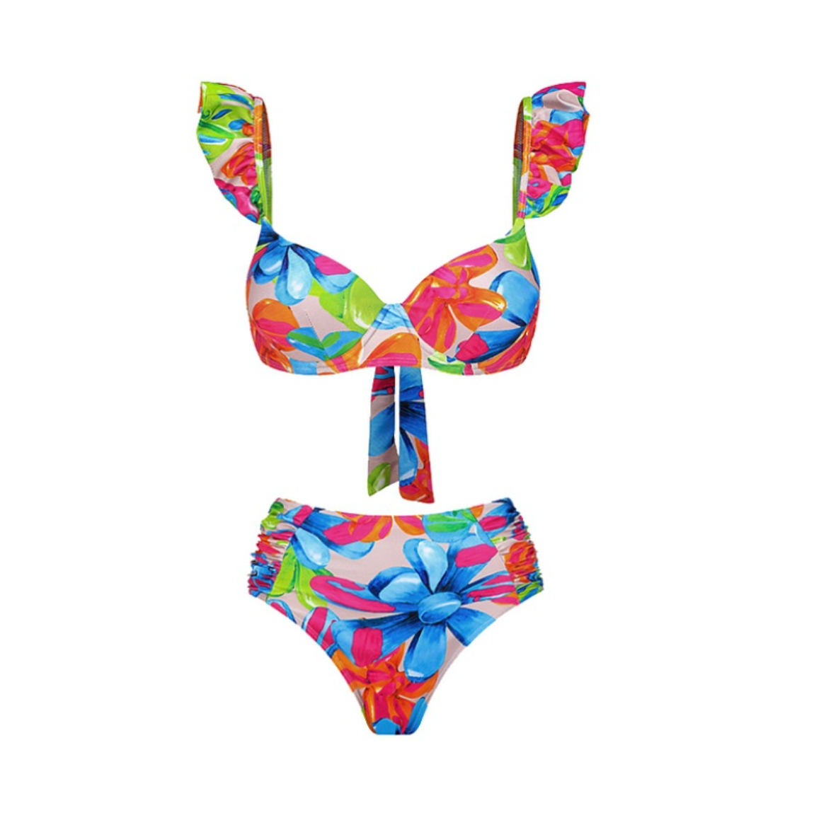 V-neck Colorful Printed Swimwear Sets