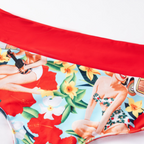 Vintage Drawing Printed Swimwear & Wrap Skirt