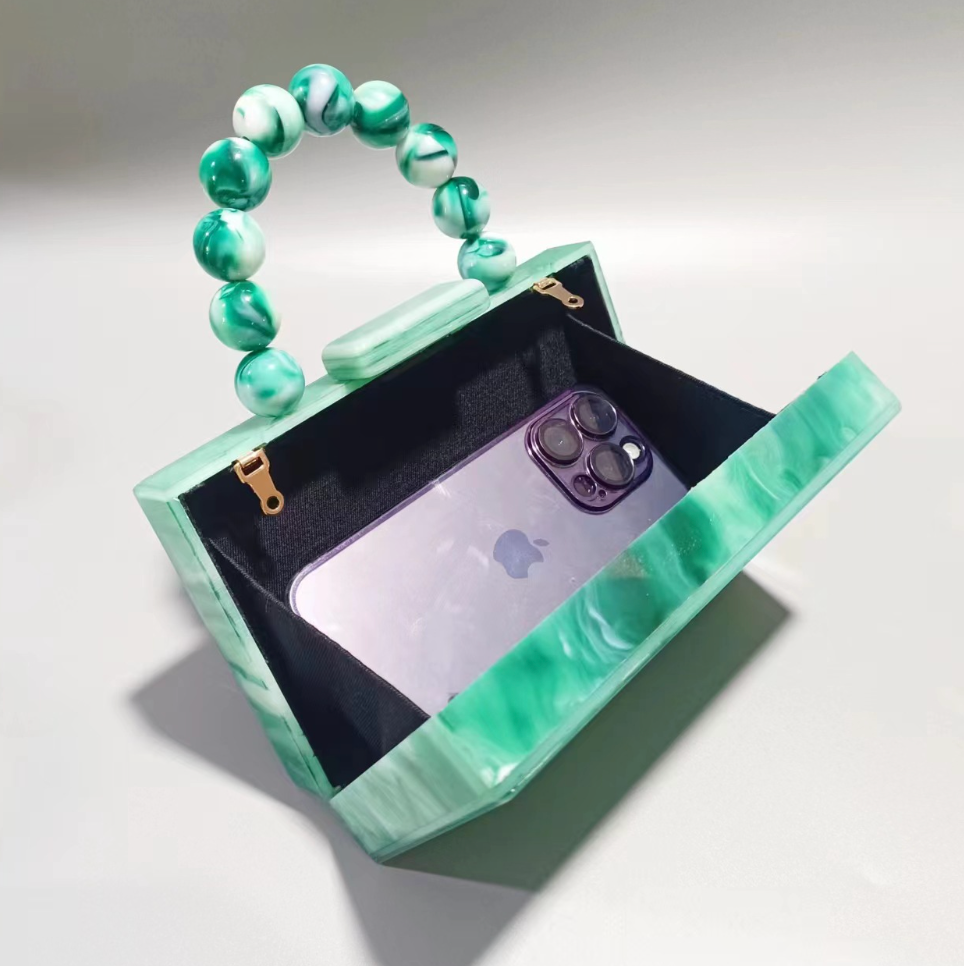 Beaded Acrylic Wristlet Evening Bag