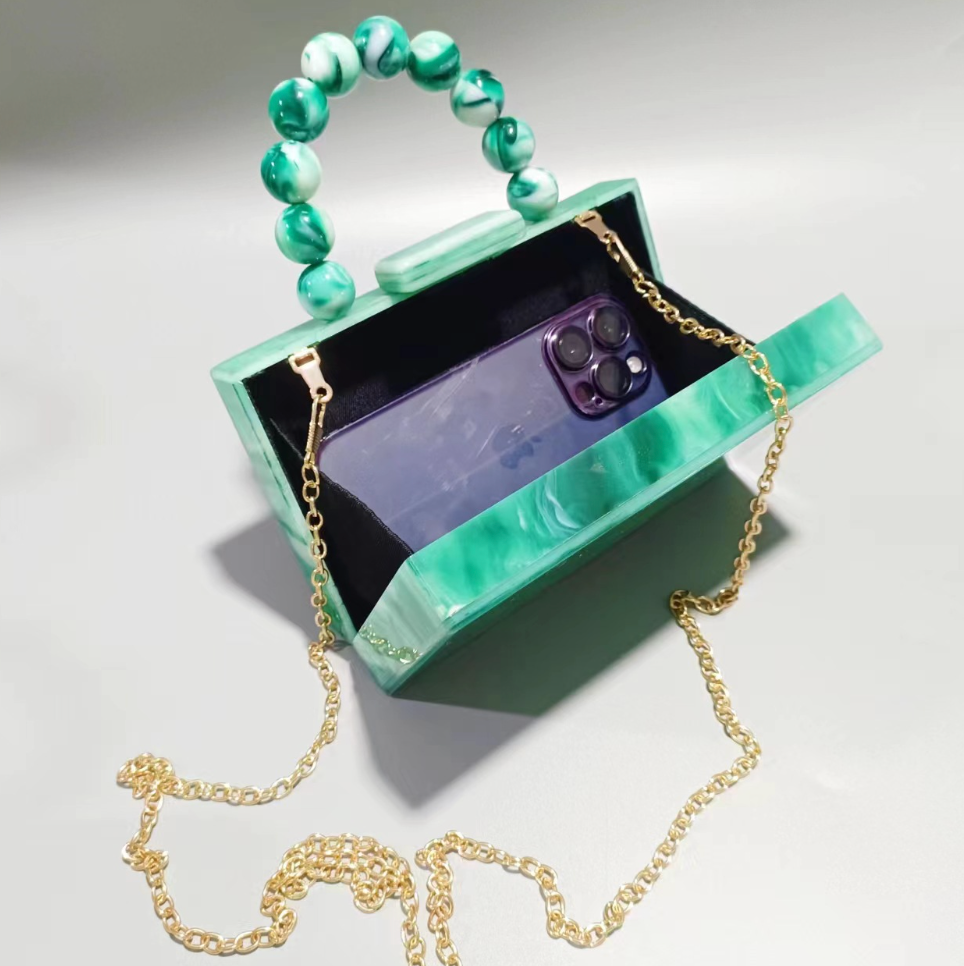 Beaded Acrylic Wristlet Evening Bag