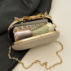 Sequined Elliptical Crossbody Chain Bag
