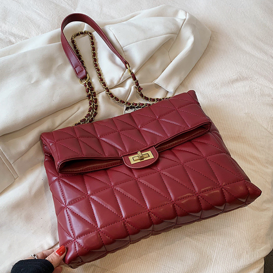 Plaid Embroidery Line Large Capacity Bag