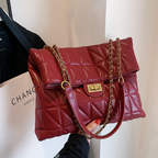 Plaid Embroidery Line Large Capacity Bag