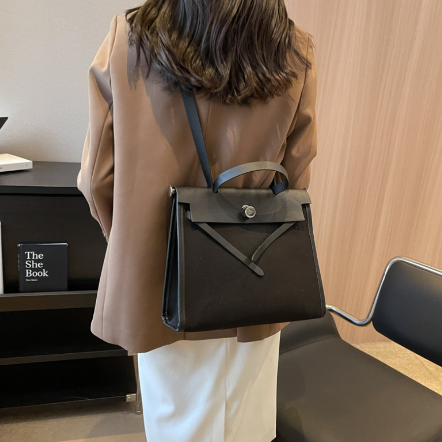 Niche Color-blocking Patchwork Canvas Bag