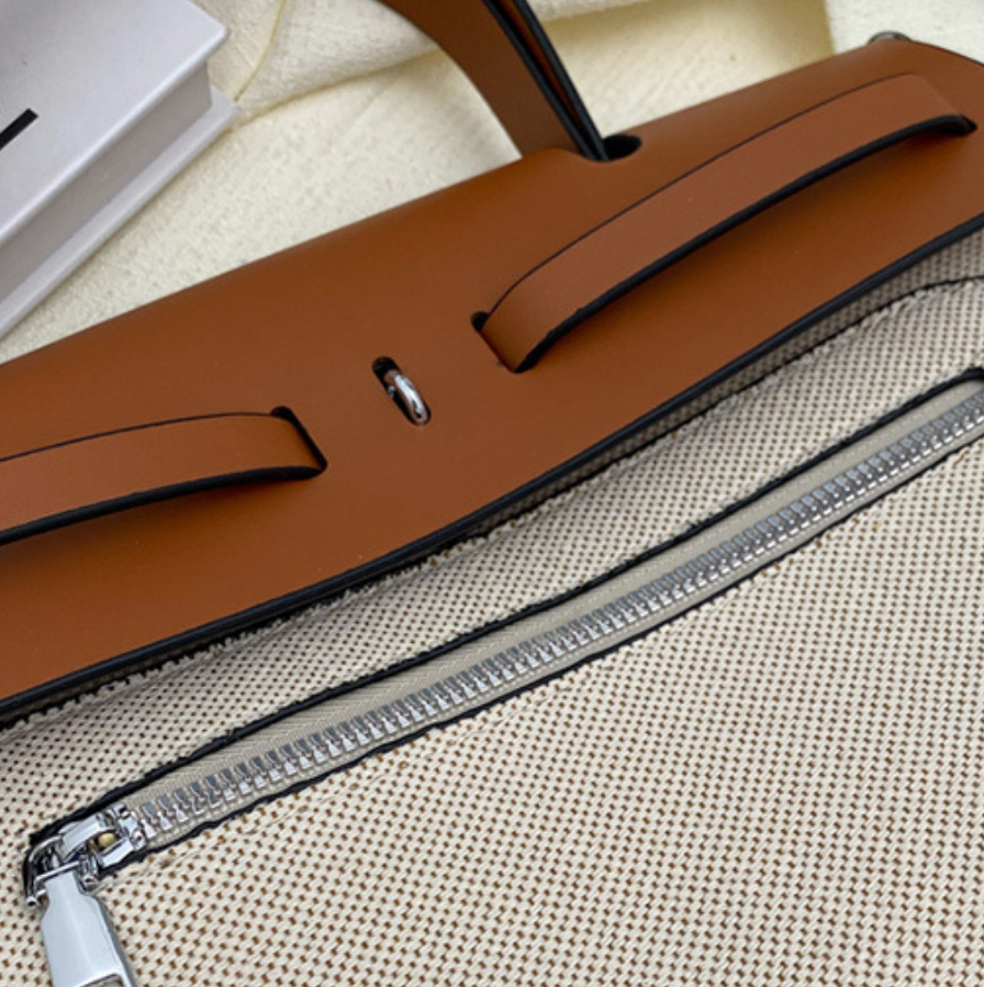 Niche Color-blocking Patchwork Canvas Bag