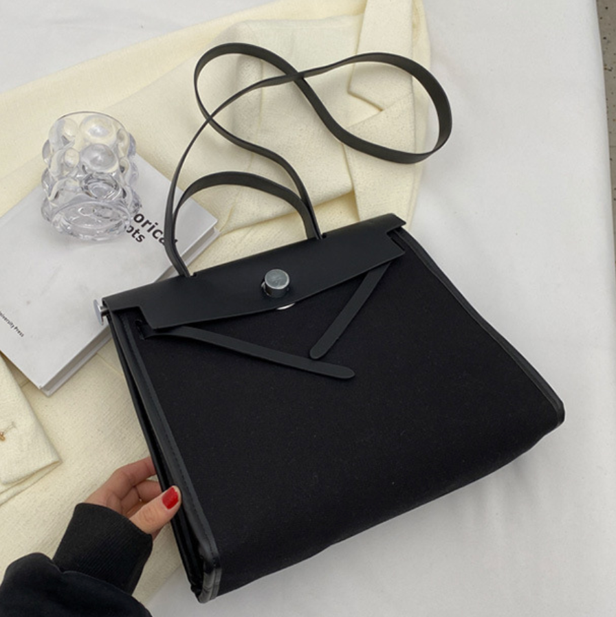 Niche Color-blocking Patchwork Canvas Bag