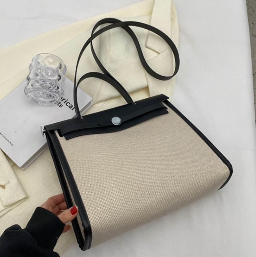 Niche Color-blocking Patchwork Canvas Bag
