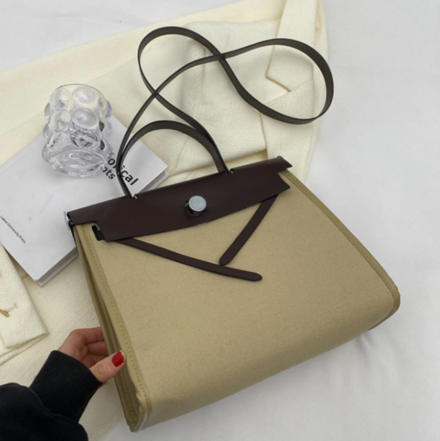 Niche Color-blocking Patchwork Canvas Bag