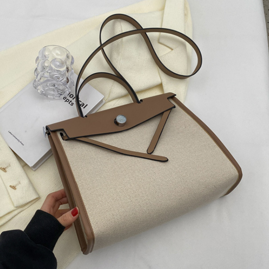 Niche Color-blocking Patchwork Canvas Bag