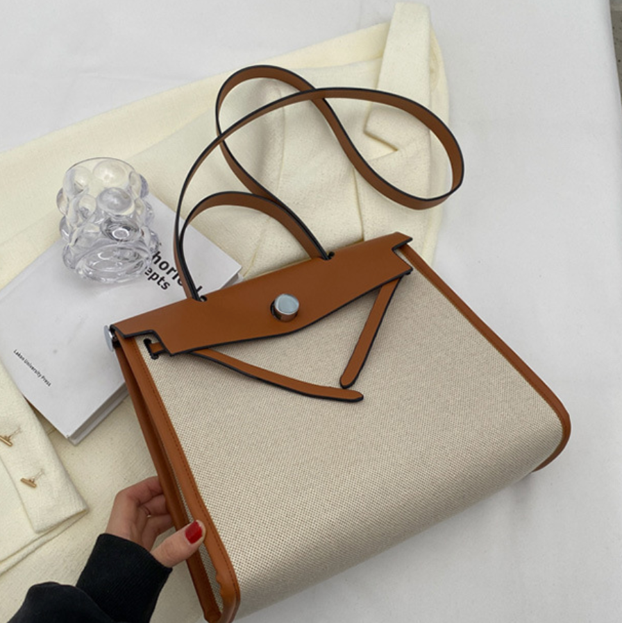 Niche Color-blocking Patchwork Canvas Bag